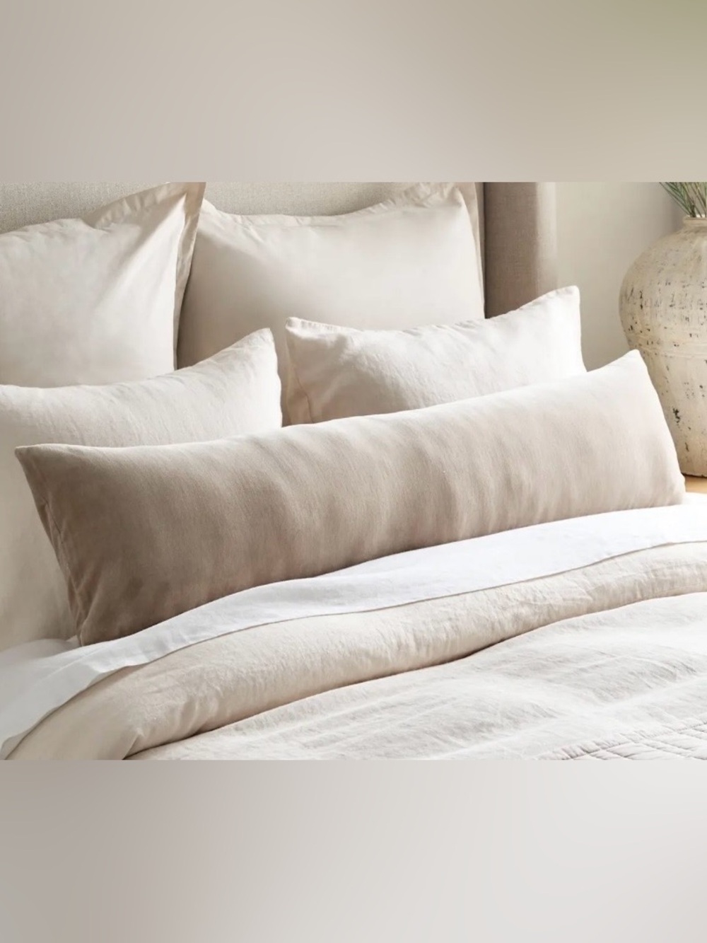 NWOT Quince Cotton Velvet Lumbar Pillow Cover, 12 X 48 (Taupe)